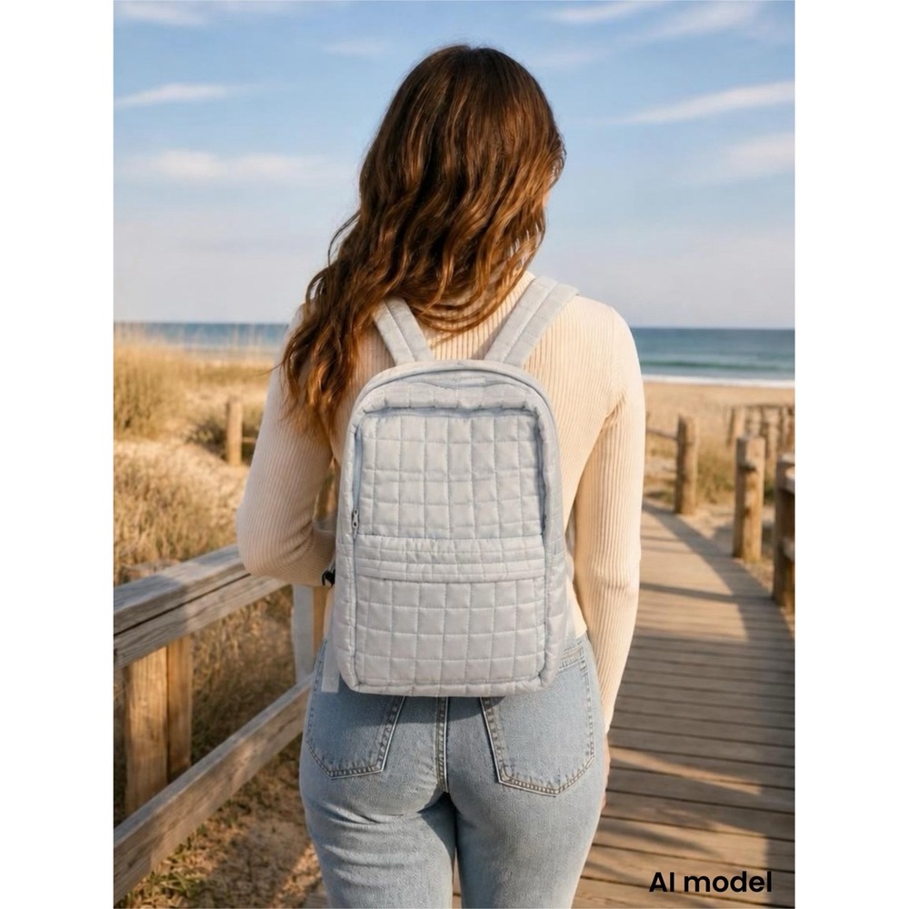 Ashland Light Blue Quilted Backpack-NWT